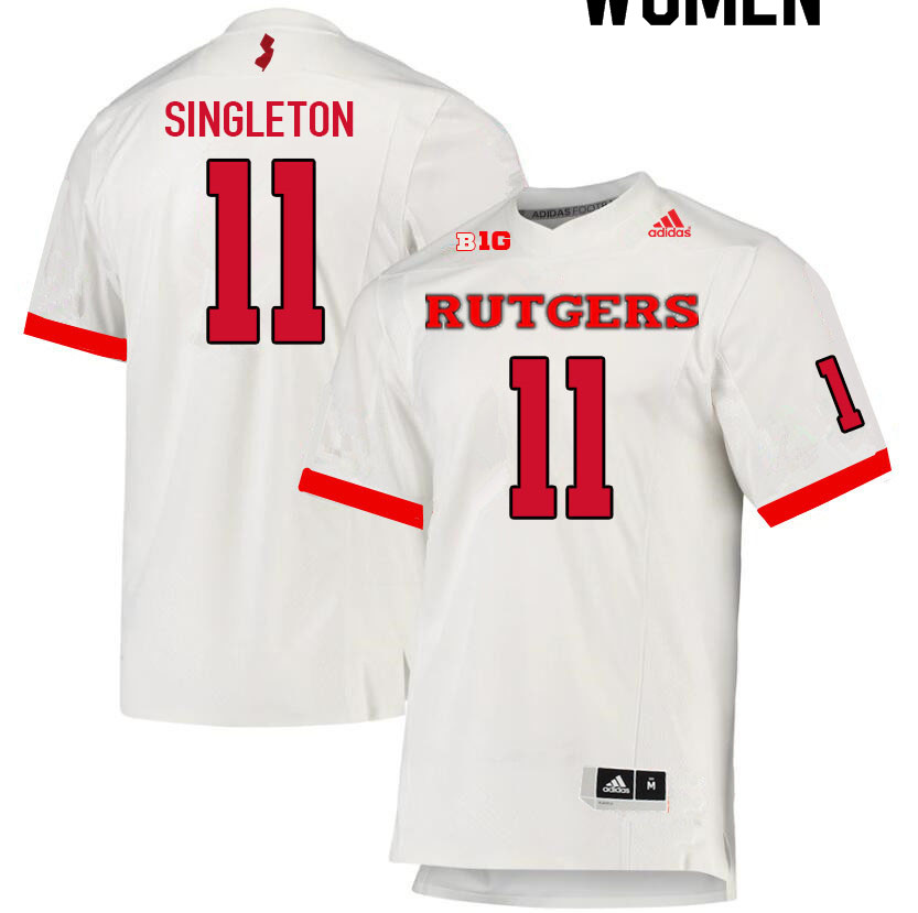 Women #11 Drew Singleton Rutgers Scarlet Knights College Football Jerseys Sale-White - Click Image to Close